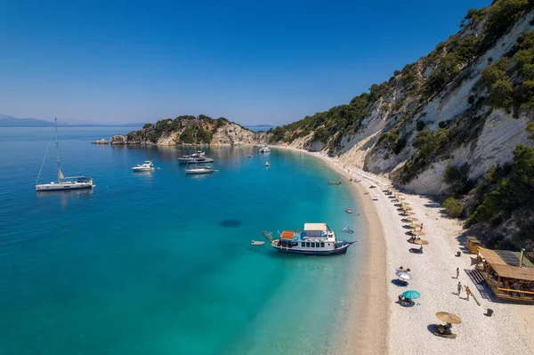 Aerial Photo Paradise Beach Gidaki Ithaca Beautiful Ionian Island Greece — Zdjęcie stockowe