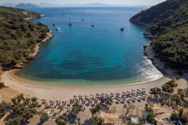 Luftaufnahme Des Paradiesischen Strandes Filiatro Ithaka Der Schönen Ionischen Insel — Stockfoto