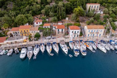 View  of  the picturesque port of Kioni village in Ithaca island, Ionian, Greece. clipart