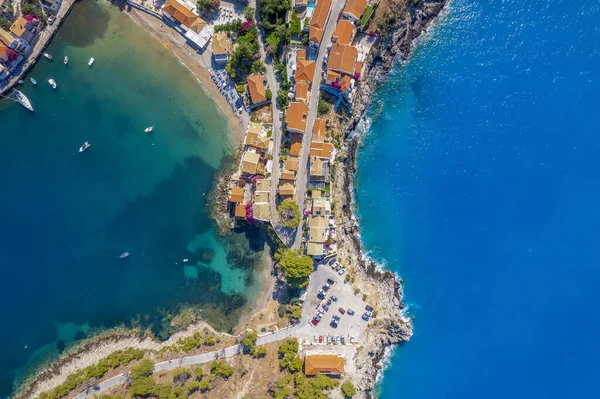 Aerial View Beautiful Assos Village Kefalonia Island Ionian West Greece — Stockfoto
