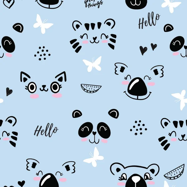 Mignon Modèle Sans Couture Panda Illustration Vectorielle — Image vectorielle