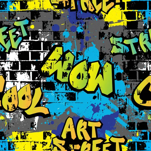Fond Graffiti Avec Texte Symboles Colorés — Image vectorielle