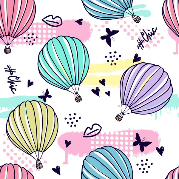 Motif Sans Couture Avec Des Ballons Aquarelle Dessinés Main Illustration — Image vectorielle