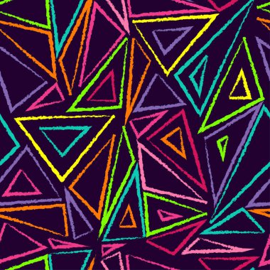 Renkli çizgiler ve üçgenlerle kusursuz soyut desen. vektör illüstrasyonu.