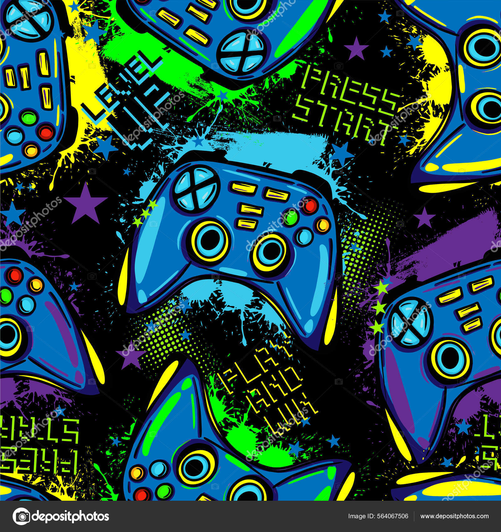 Sømløst Lysende Mønster Med Styrespinner Spill Kul Print Gutter Jenter  stockvektor © SokolArtstudio #564067506, image size:1600x1700