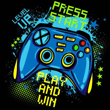 El çizimi joystick. Parmak izi, kıyafet, tişört, çocuk ya da ambalaj kağıdı için parlak bir iz. Yaratıcı çocukların orijinal tasarımı