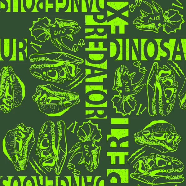 Fajny Odcisk Szkieletów Dinozaurów Ilustracja Bazgrołów — Wektor stockowy