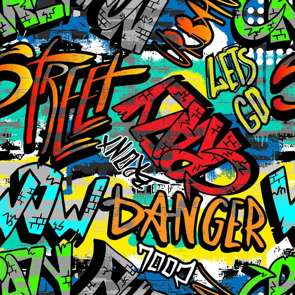 Graffiti Retro Vector Achtergrond Met Grunge Textuur Heldere Kleur Slagen — Stockvector
