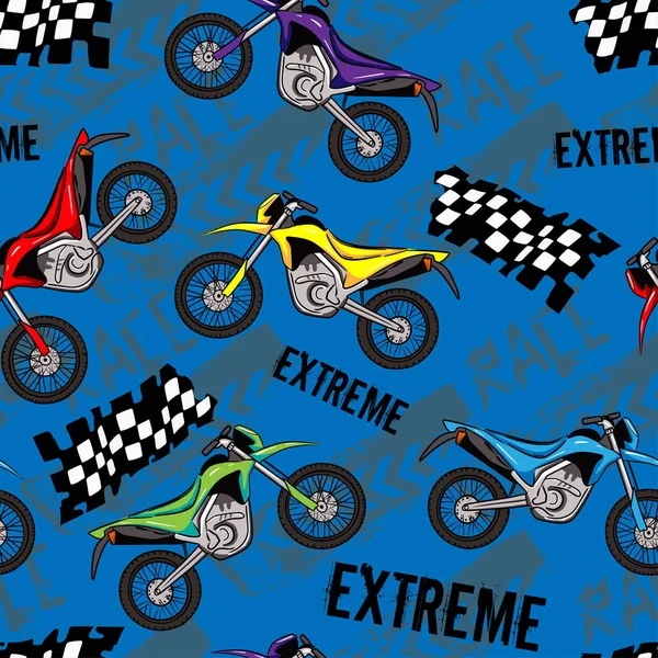 Motorcycle Seamless Pattern Vector Illustration — Wektor stockowy