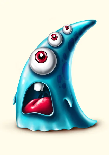 Grappig Cartoon Blauw Schreeuwen Monster — Stockfoto