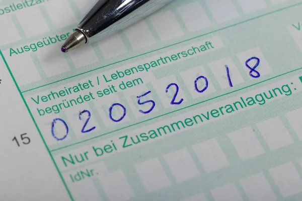 Close Tax Declaration Some Data Pen Fill Out — Stockfoto