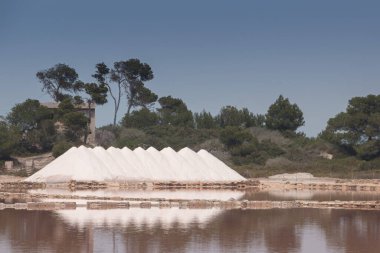 Deniz suyundaki tuzlu su, tuzlu su alanındaki tuz tepeleri.