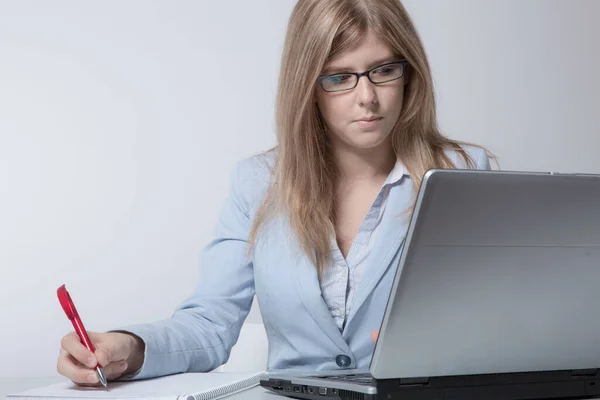 Young Business Woman Homeoffice Working Her Laptop — Stock Photo, Image