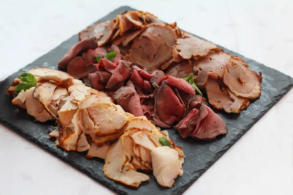 stock image meat plate turkey pork beef