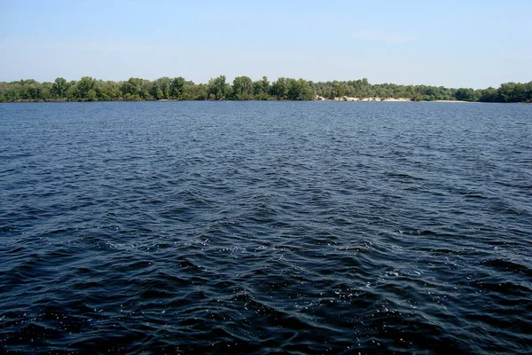 Onde Del Fiume Spiaggia Alberi Riva — Foto Stock