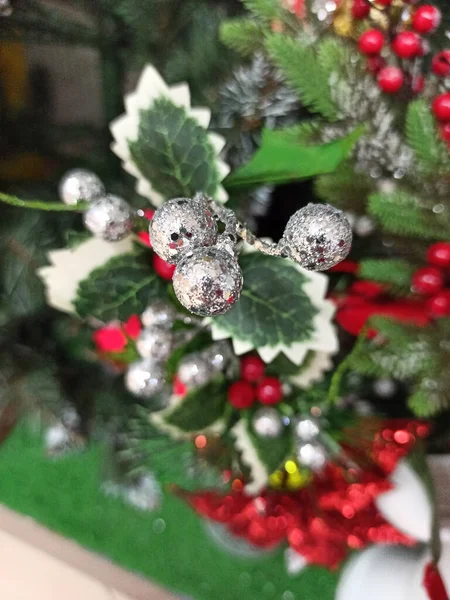 Beautiful Silver Decorations Christmas — Stock Photo, Image