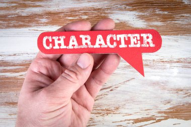 Karikatür. Beyaz boyalı ahşap arka planda kırmızı konuşma balonu