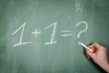 Matematik, hesaplama ve beceri konsepti. Soru işareti