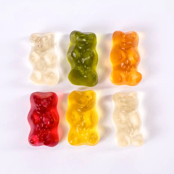 Gummy Bears White Background Sweets Unhealthy Food — Stock Photo, Image