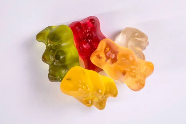 Bright Colorful Gummy Bears White Background — Stock Photo, Image