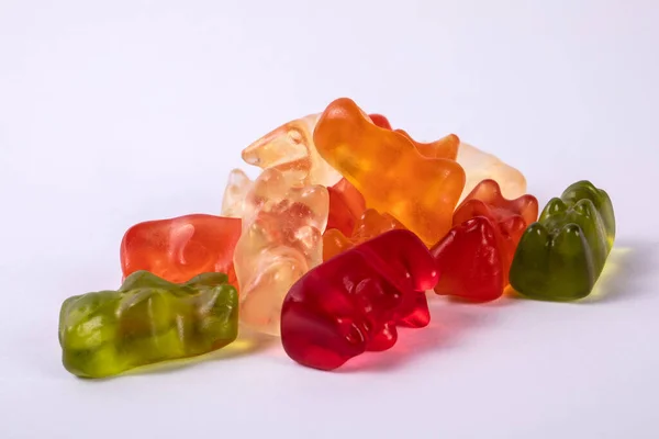 Candys Sweets Gummy Bears Different Colors White Background — Stock Photo, Image