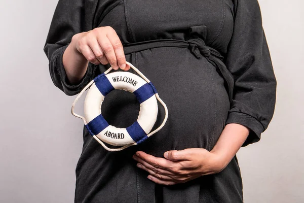 Welkom Aan Boord Verwacht Een Baby Zwangere Vrouw — Stockfoto
