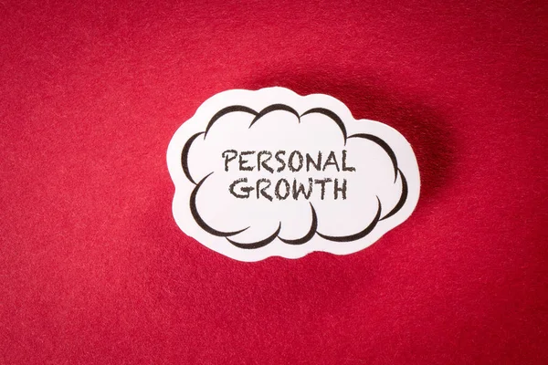 Personal Growth. Text in speech cloud on red background.