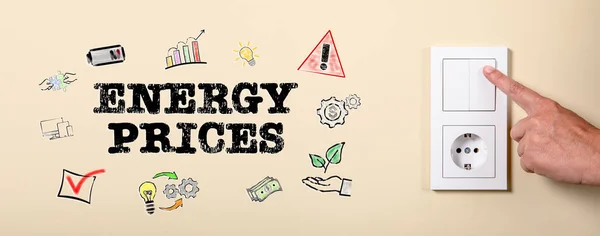 Energy Prices concept. Illustrated icons on a light background.