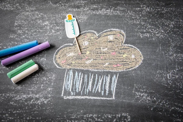 Chalk Drawn Cake Miniature Baby Feeding Bottle Anniversary Celebration — Stock fotografie