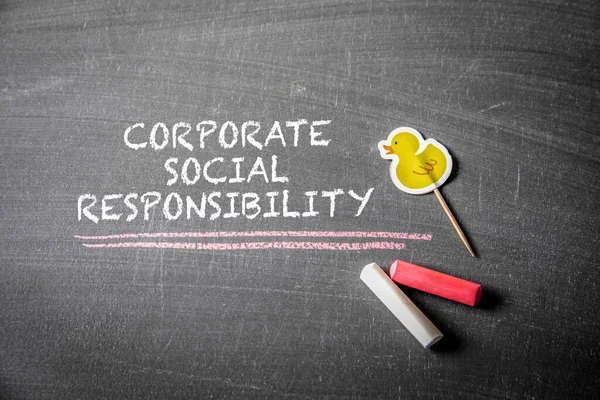 Corporate Social Responsibility Text Pieces Chalk Blackboard — Stockfoto