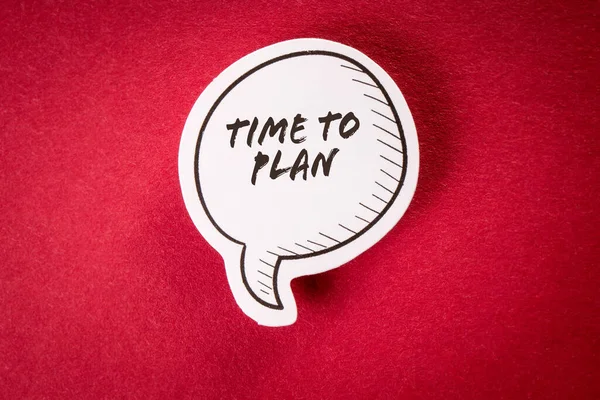 Time Plan Oval Speech Bubble Text Red Background —  Fotos de Stock