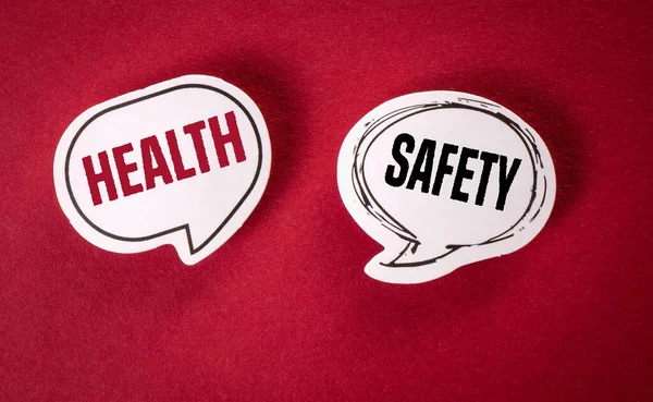 Health Safety Concept Speech Bubbles Red Background — Stockfoto