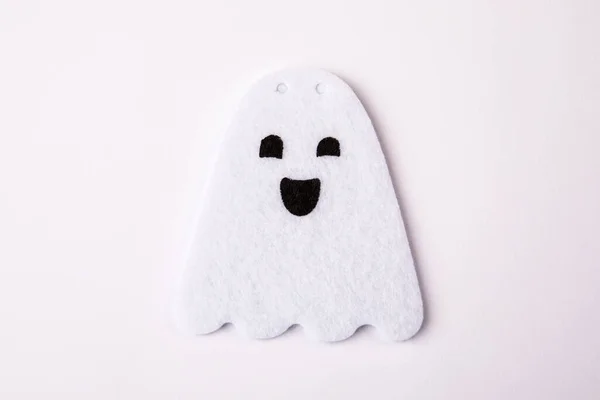 Szellem Arccal Halloween Dekoráció Fehér Háttér — Stock Fotó