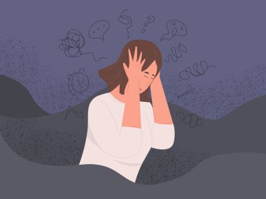 Zihinsel Bozukluk Kadın Depresyon Karışıklığı Konsepti