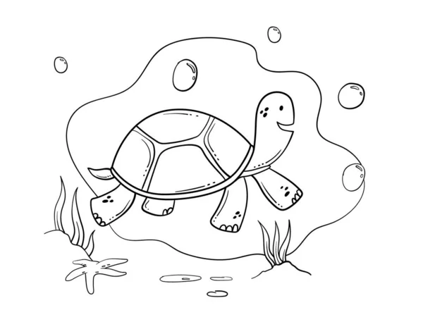Illustrazione Del Contorno Della Tartaruga Disegnata Mano — Vettoriale Stock