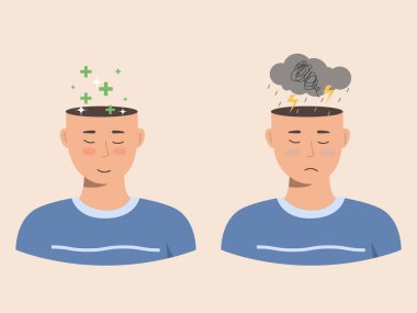 mental and emotional state. Good mood and bad mood character