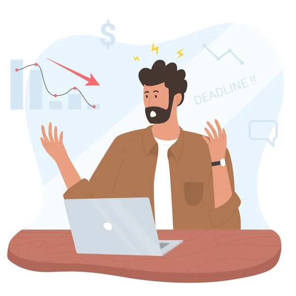 Work Stress Stress Work Busy Businessman Project Failure — Stock Vector