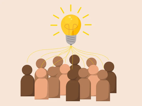 Líder Concentra Esforços Equipe Uma Nova Ideia Brainstorming — Vetor de Stock