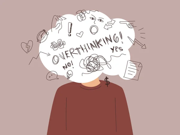 Overthinking Lot Thought Complicated Thoughts — Stock Vector