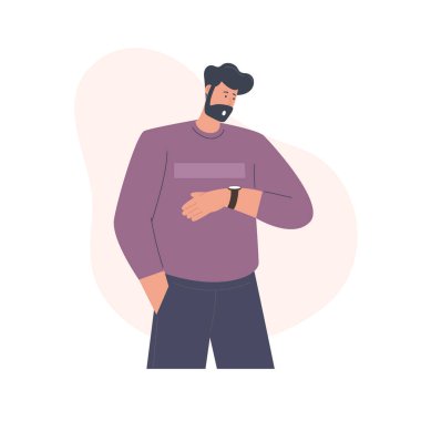 Adam kol saatine bakarak saati kontrol ediyor.