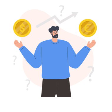 Finansal piyasa konsepti olan para değişimi yapan bir adam.