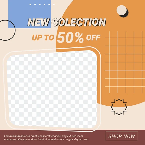 New Collection Discount Social Media Post Template Retro Style — 스톡 벡터