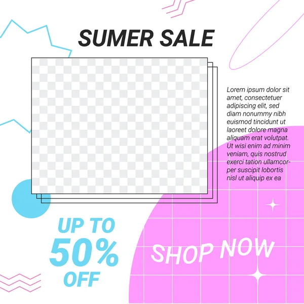 Summer Sale Discount Social Media Post Template Retro Style — 图库矢量图片