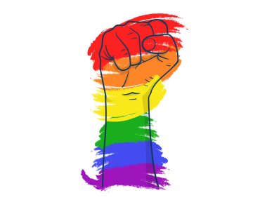 Eşcinsel Lgbt hakları gökkuşağı yumruk beyaz arka plan için mücadele
