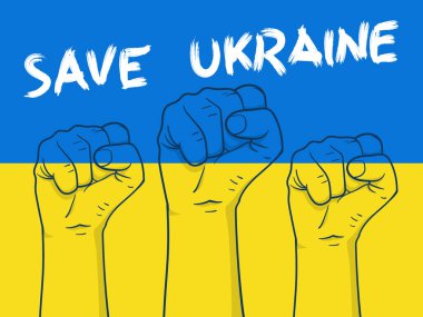 Save ukraine illustration with Raised hand showing a fist