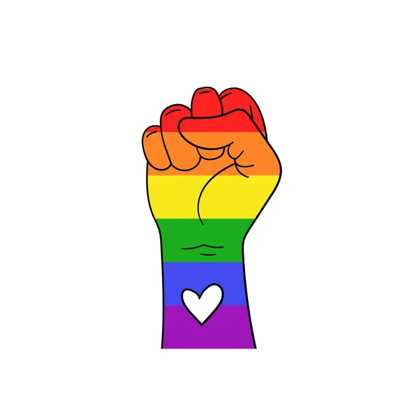 Lucha Por Los Derechos Lgbt Gay Arco Iris Puño Fondo — Archivo Imágenes Vectoriales