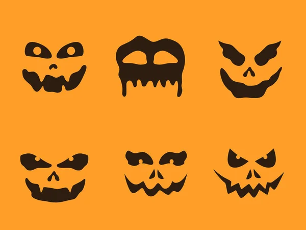 Scary Spooky Faces Halloween Jack Pumpkin — Stock Vector