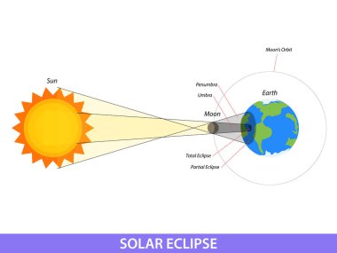 Diagram showing Solar eclipse on earth illustration clipart