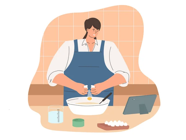 Mujer Cocina Panadería Casa Ilustración Cocina — Archivo Imágenes Vectoriales