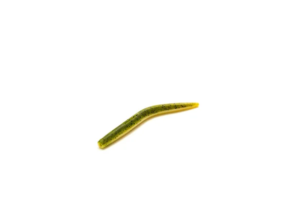 Stick worm in green pumpkin with black flake color isolated on white